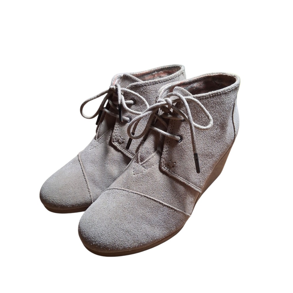 TOMS Kala Womens size 7 Wedge Suede Casual Office Academia‎ Feminine Ankle Boots